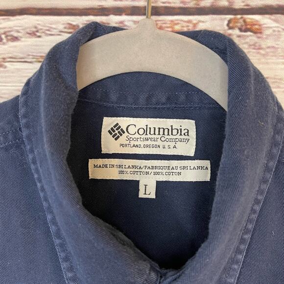 Columbia Sportswear Blue Button Up Outdoor Dress Shirt Top 100% Cotton Large - Picture 3 of 6